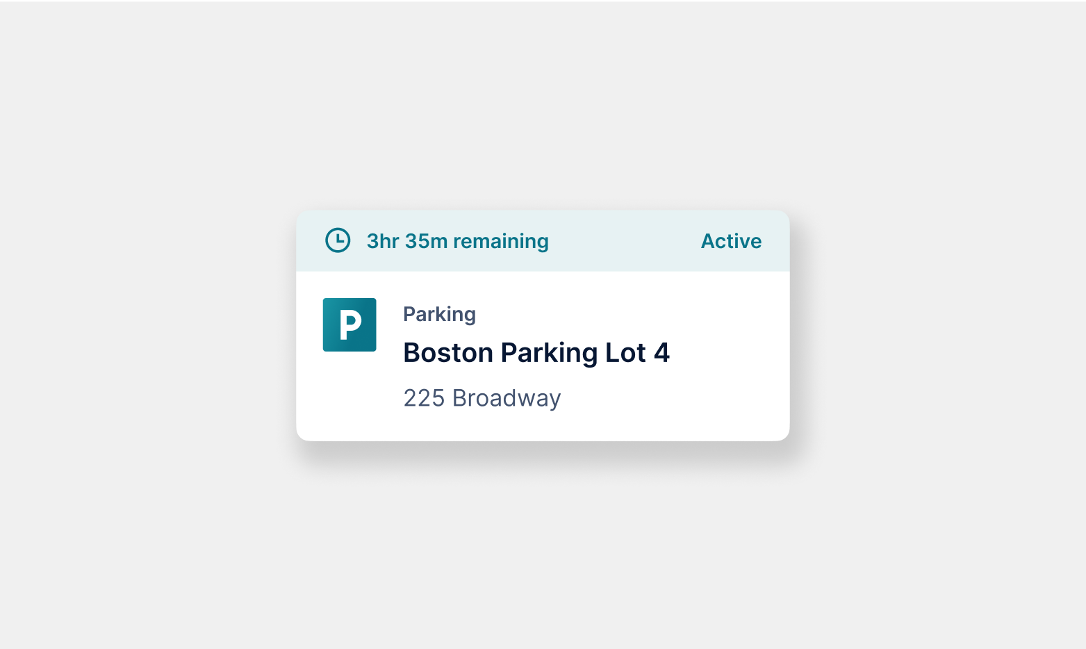 UI component for purchased parking service.