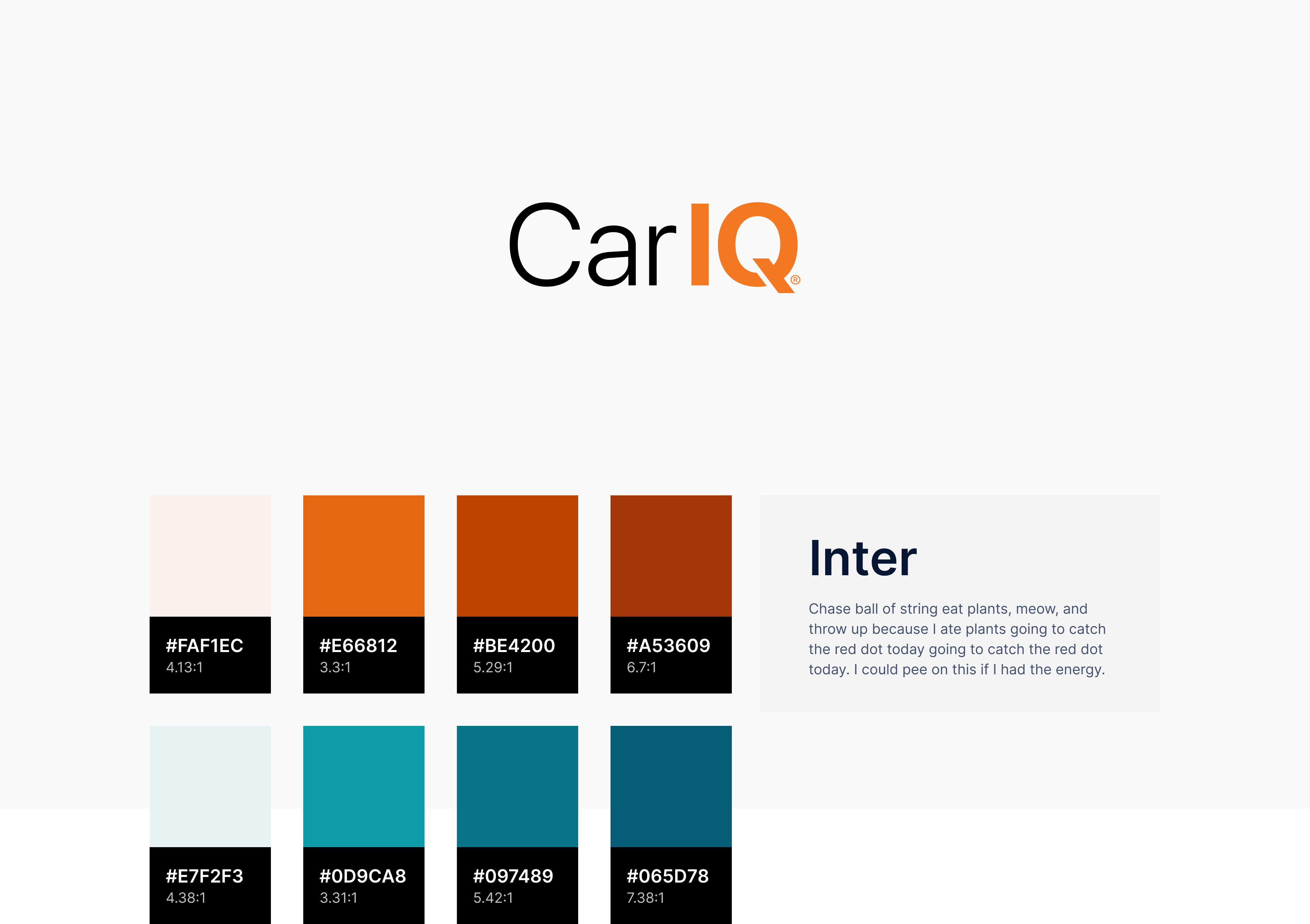 Car IQ logo, color palette, and type.