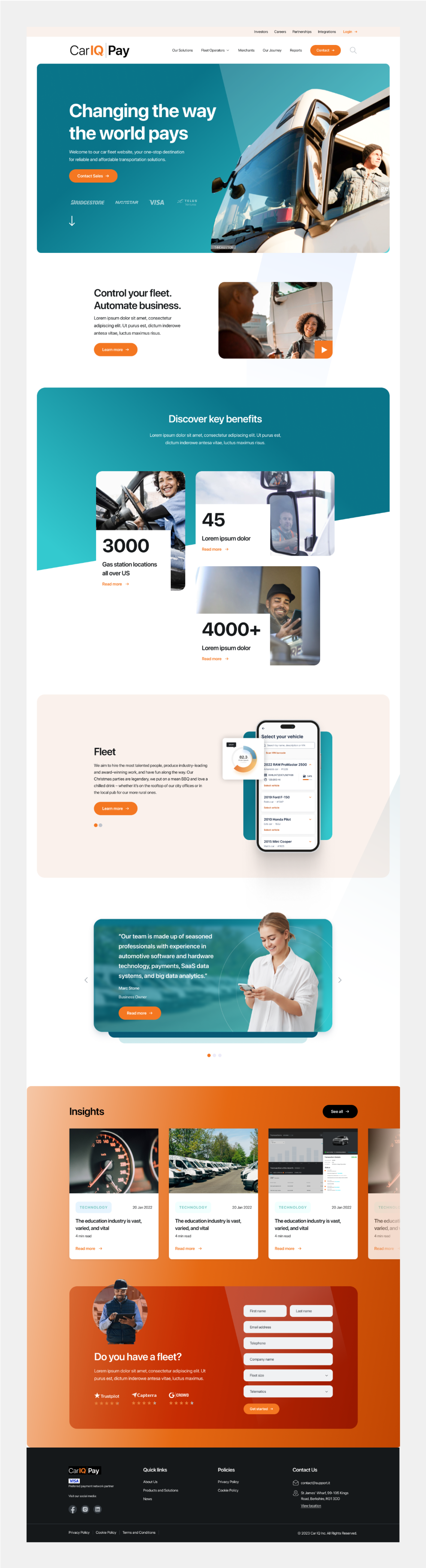 Landing page for Car IQ marketing website.