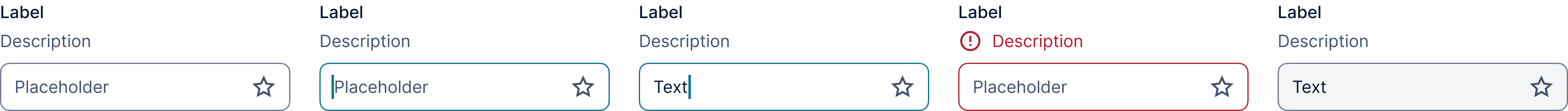 Different states for text input fields.